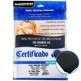Papel Sulfite Offset 180g Preto c/50 fls Masterprint