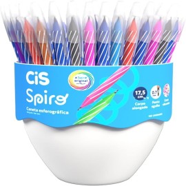 Caneta Esferogr�fica CIS Spiro 0,7MM 8 Cores Sortidas Display com 120 Unidades