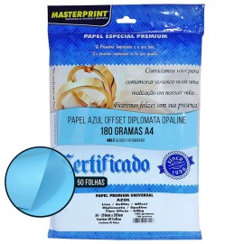 Papel Sulfite Offset 180g Azul c/50 fls Masterprint