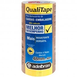 Fita Adesiva Qualitape 48mm X 40m Marrom c/ 4 un - Adelbras