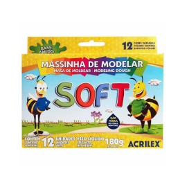 Massa de Modelar Soft Acrilex Com 12 Cores 180 gr