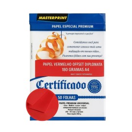 Papel Sulfite Offset 180g Vermelho c/50 fls Masterprint