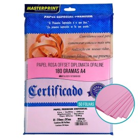 Papel Sulfite Offset 180g Rosa c/50 fls Masterprint