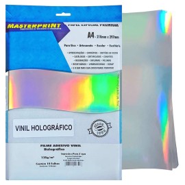 Papel A4 Adesivo Filme Vinil Hologr�fico 135G c/10 Masterprint