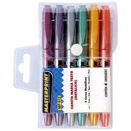 Caneta Marca Texto Metlico c/6 cores Masterprint