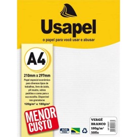 Papel Verg Branco 180g c/50 fls Usapel