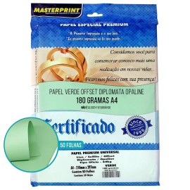 Papel Sulfite Offset 180g Verde c/50 fls Masterprint