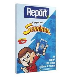 Papel Sulfite A4 75g Report Senninha Azul com 100 fls