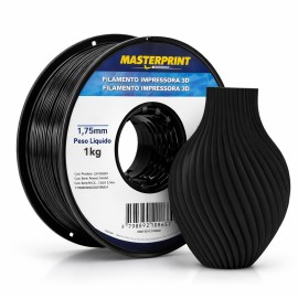 Filamento para Impressora 3D - PETG Preto - Rolo 1KG (1.75mm) Masterprint