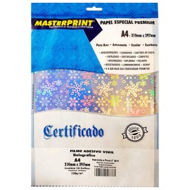 Papel A4 Adesivo Filme Vinil Hologr�fico Floco de Neve 135G c/10 Masterprint